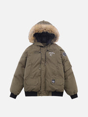 Patchwork Drawstring Winter Coat