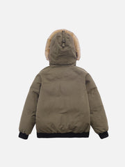 Patchwork Drawstring Winter Coat