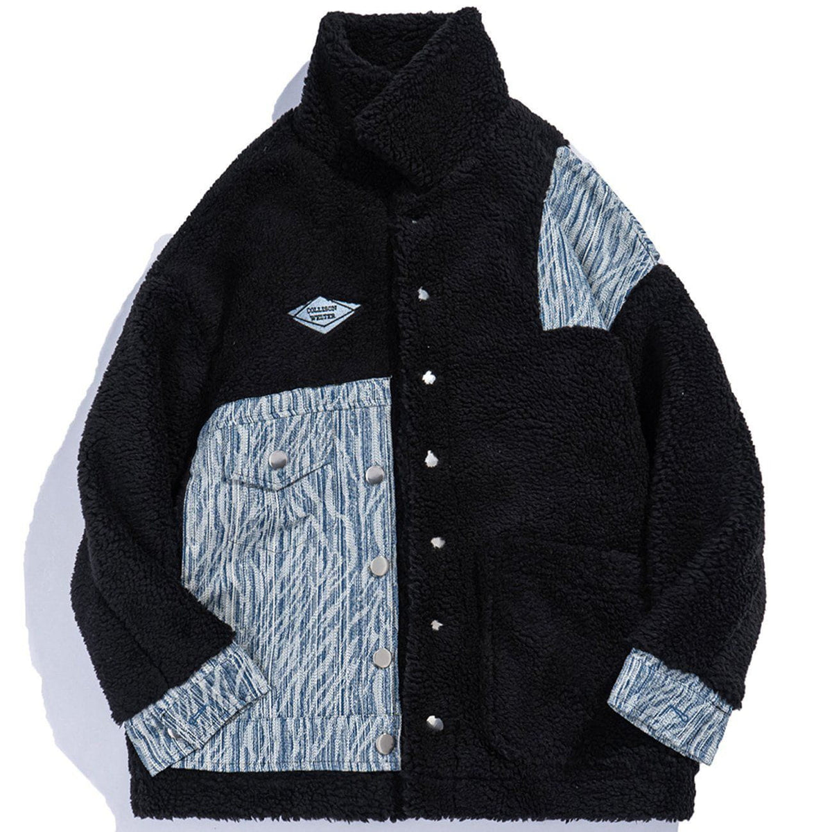 Patchwork Embroidery Sherpa Winter Coat