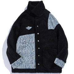 Patchwork Embroidery Sherpa Winter Coat