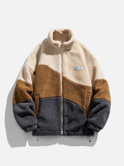 Patchwork Labeling Sherpa Winter Coat