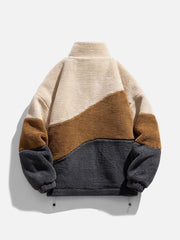Patchwork Labeling Sherpa Winter Coat