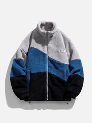 Patchwork Labeling Sherpa Winter Coat