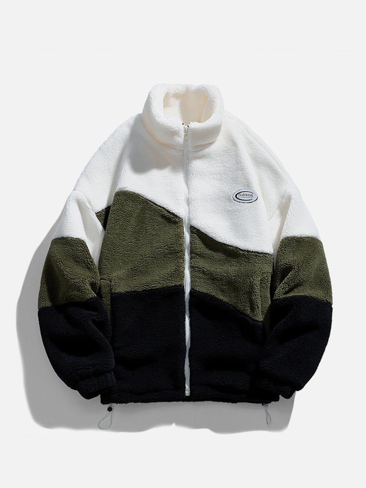 Patchwork Labeling Sherpa Winter Coat