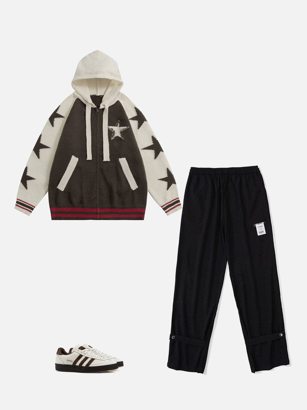 Patchwork Pentagrams Knit Hoodie