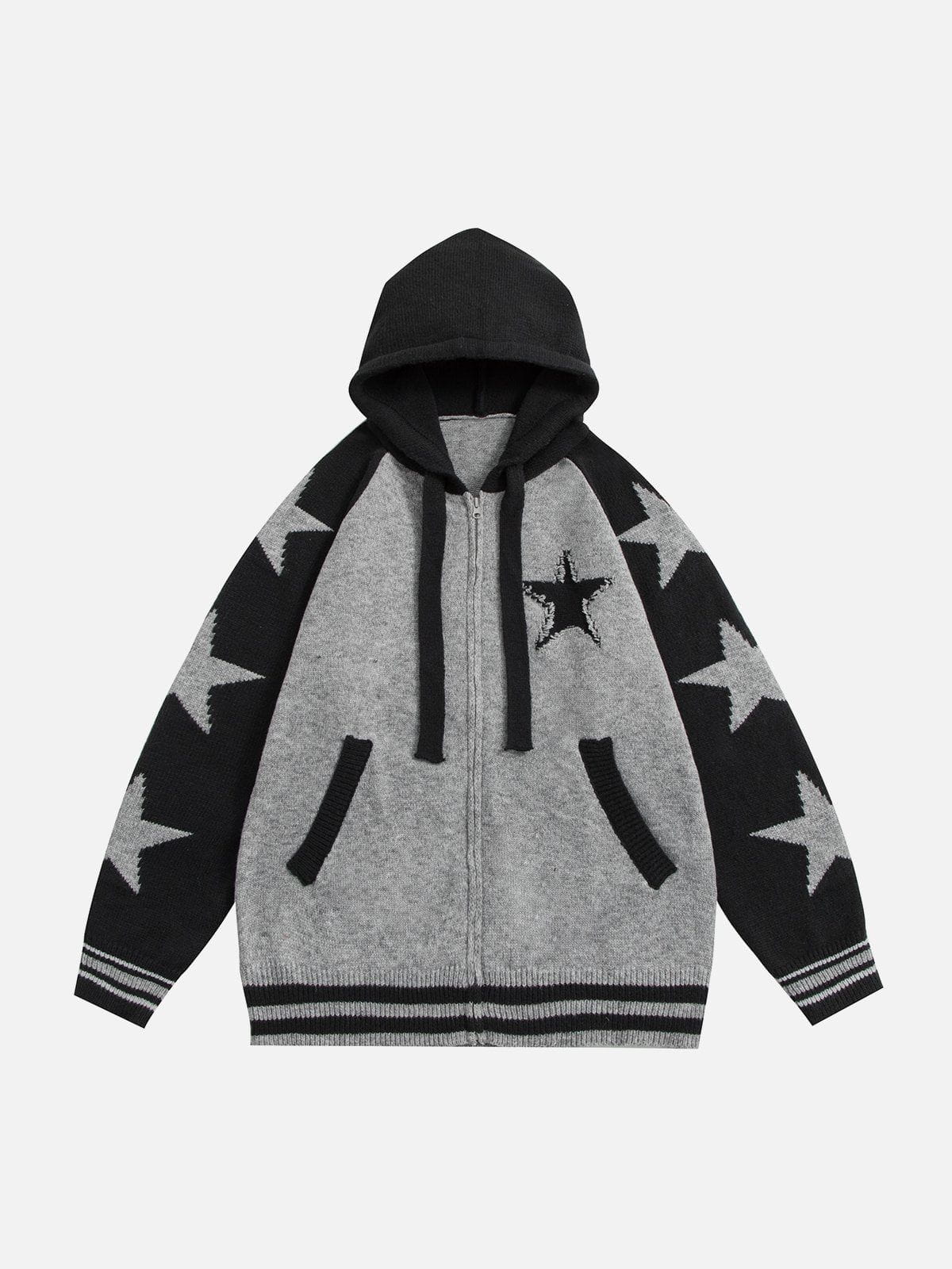 Patchwork Pentagrams Knit Hoodie