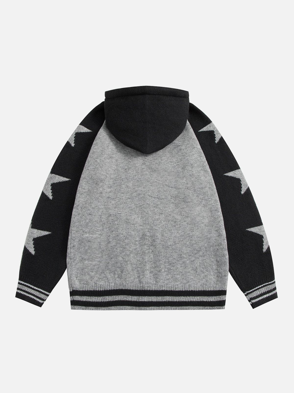 Patchwork Pentagrams Knit Hoodie