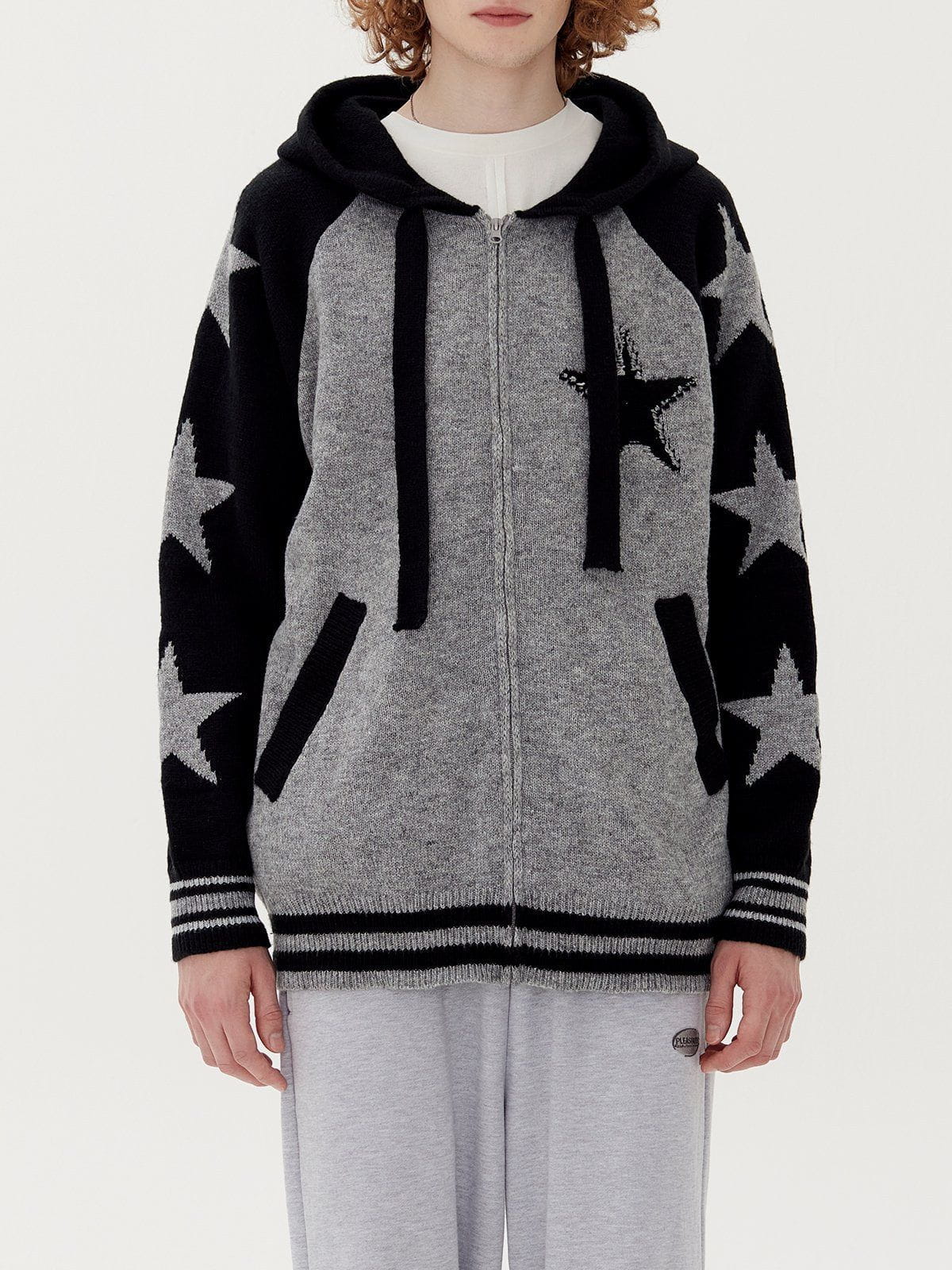 Patchwork Pentagrams Knit Hoodie