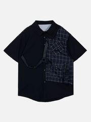 Patchwork Plaid Short Sleeve Shirts