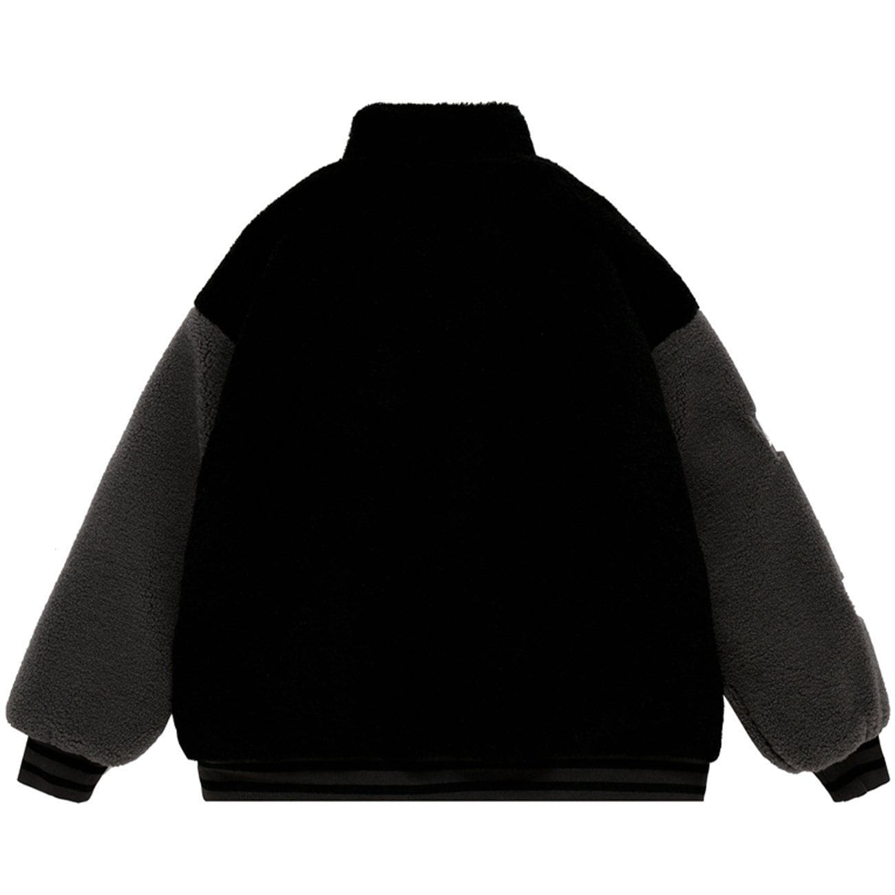 Patchwork Sleeve Sherpa Winter Coat