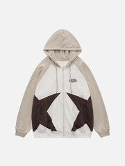 Patchwork Star Zip Up Hoodie