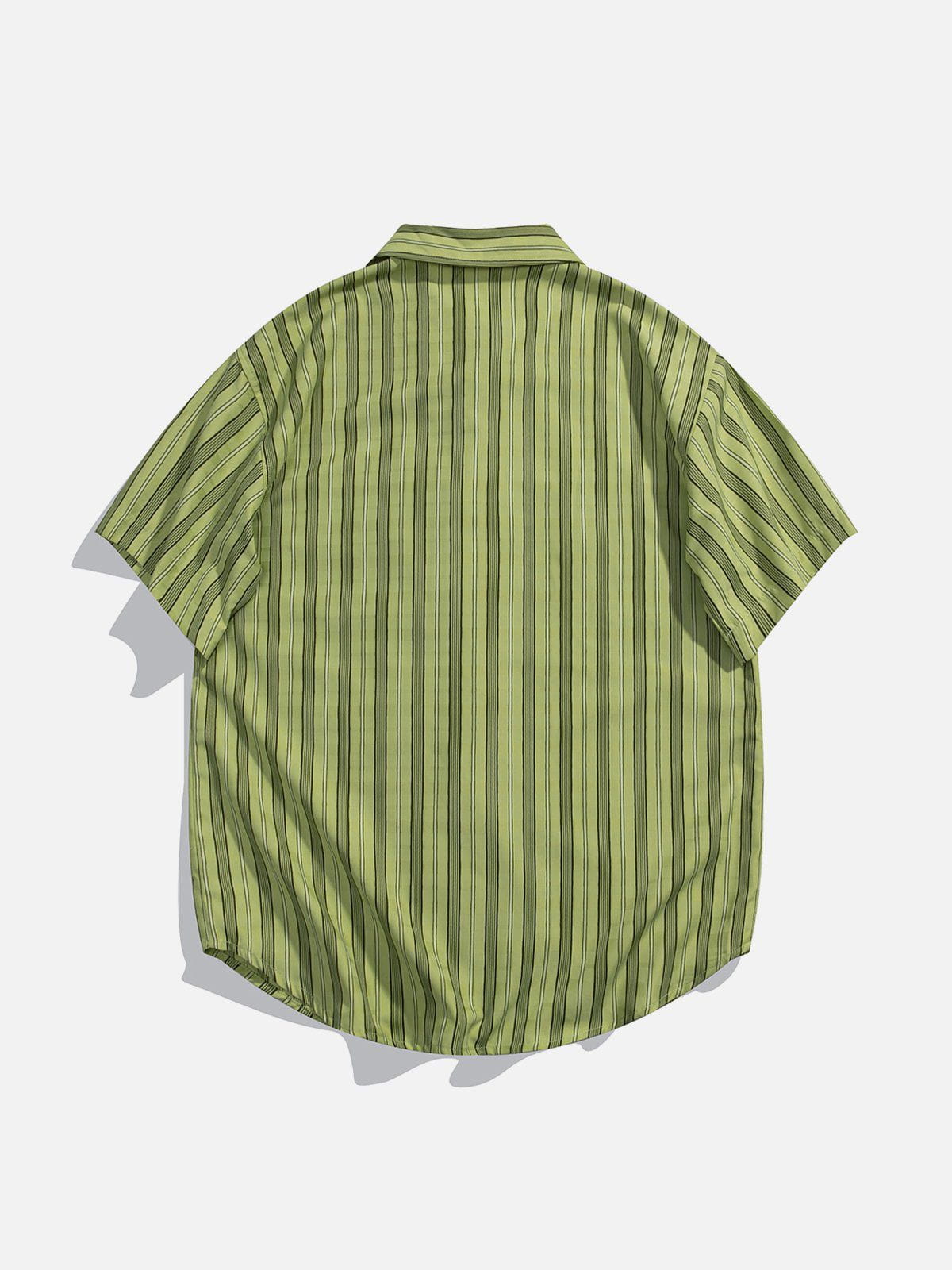 Patchwork Stripe Short Sleeve Shirt