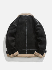 Patchwork Suede Sherpa Winter Coat