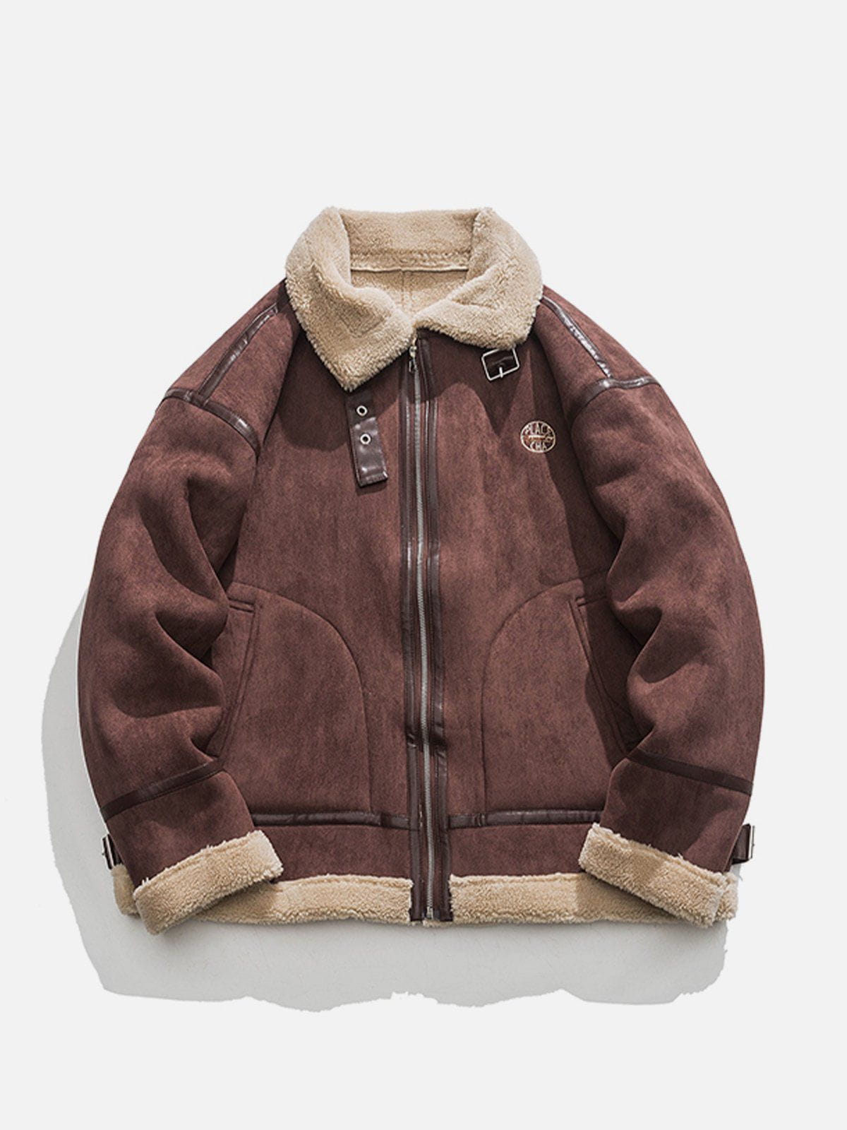 Patchwork Suede Sherpa Winter Coat