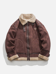 Patchwork Suede Sherpa Winter Coat