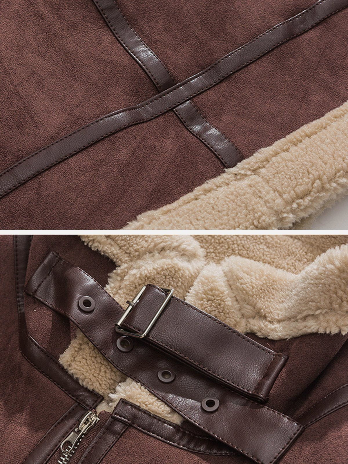 Patchwork Suede Sherpa Winter Coat