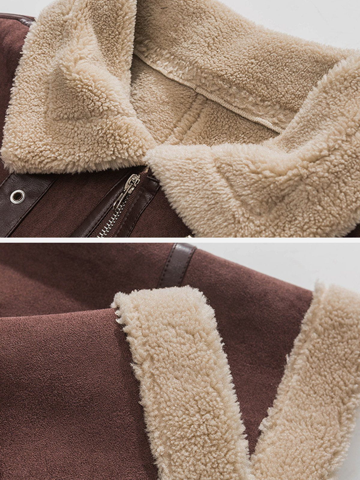 Patchwork Suede Sherpa Winter Coat
