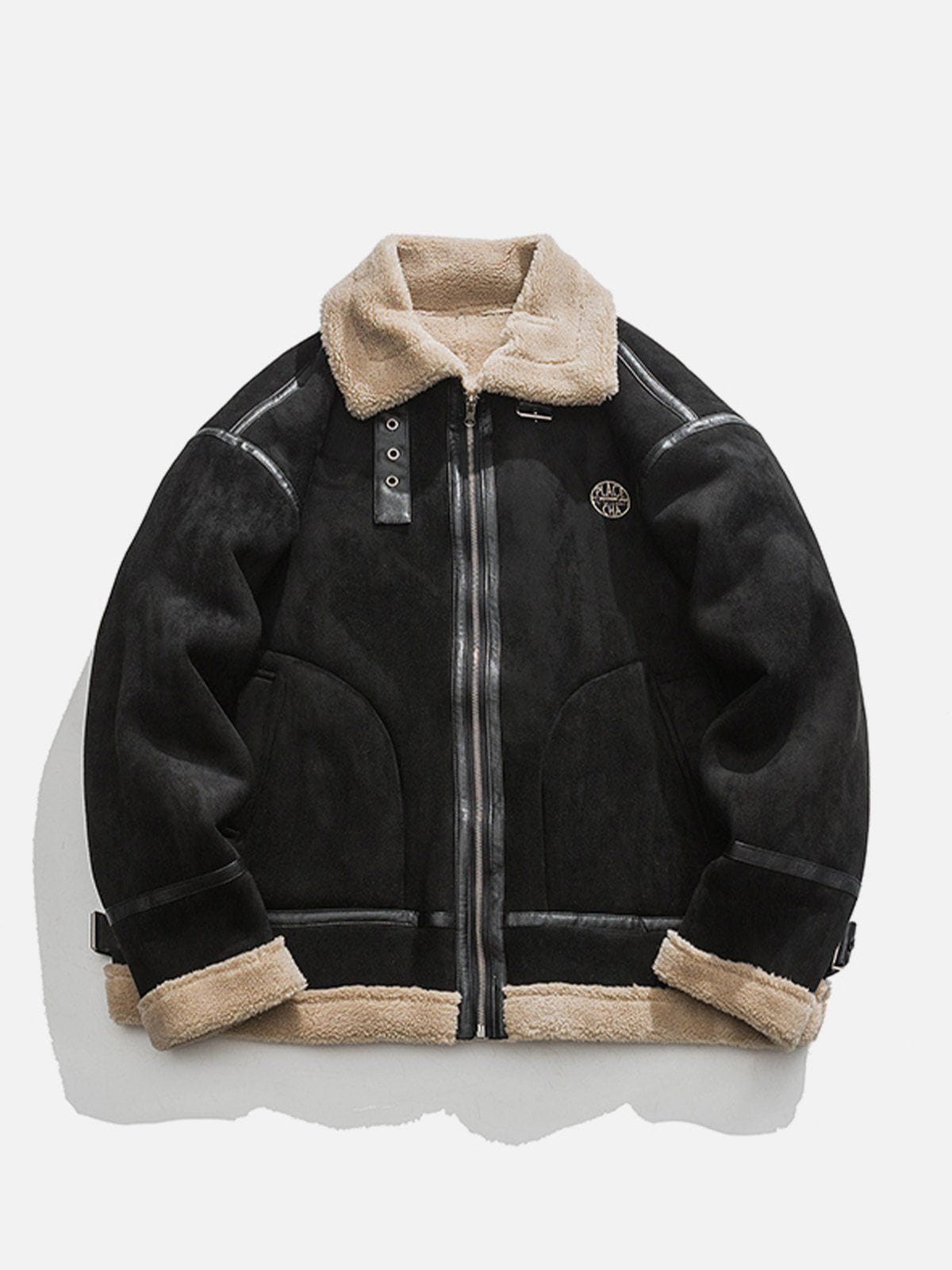 Patchwork Suede Sherpa Winter Coat