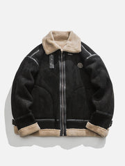 Patchwork Suede Sherpa Winter Coat