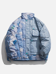 Wintermantel mit Patchwork-Batikmuster