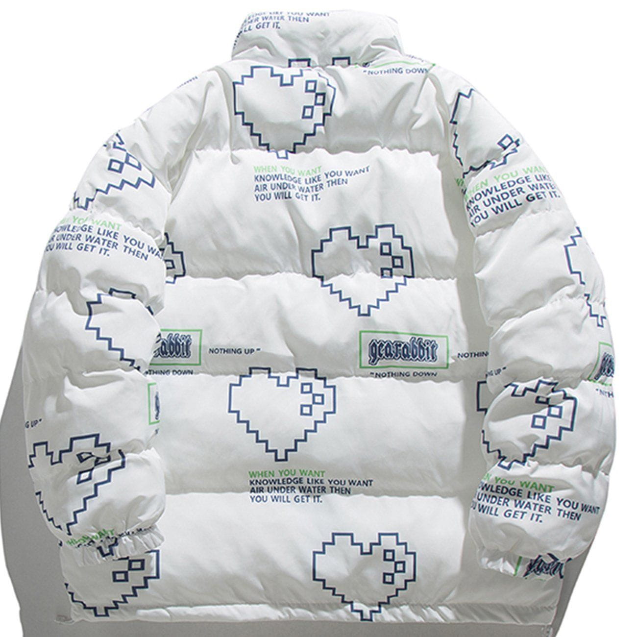 Pixel Heart Letter Print Winter Coat