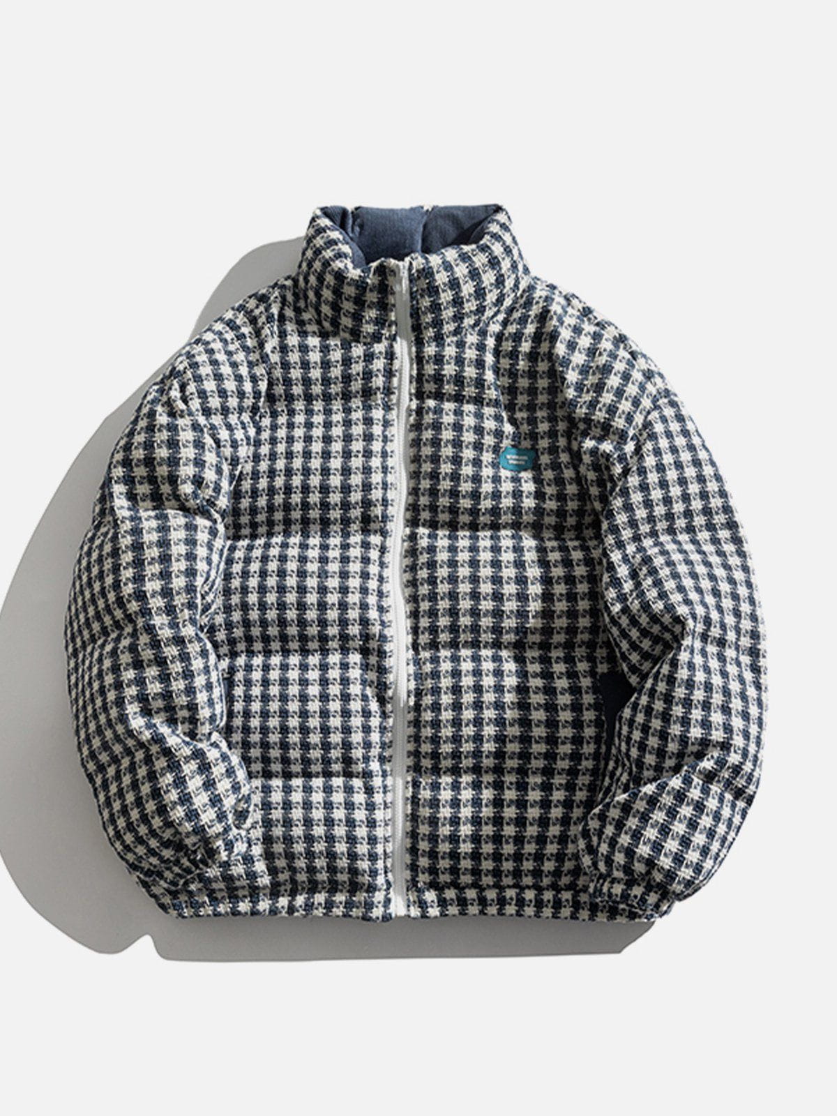 Plaid Labeling Winter Coat