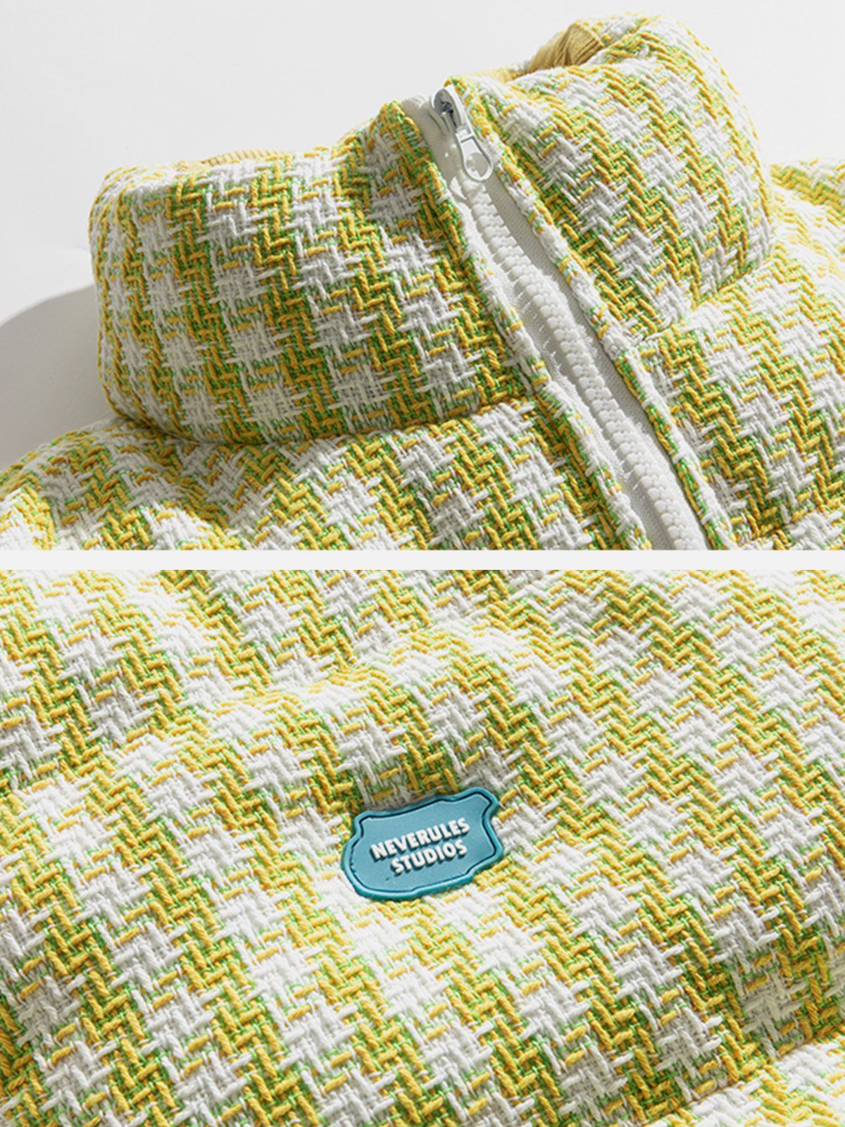 Plaid Labeling Winter Coat