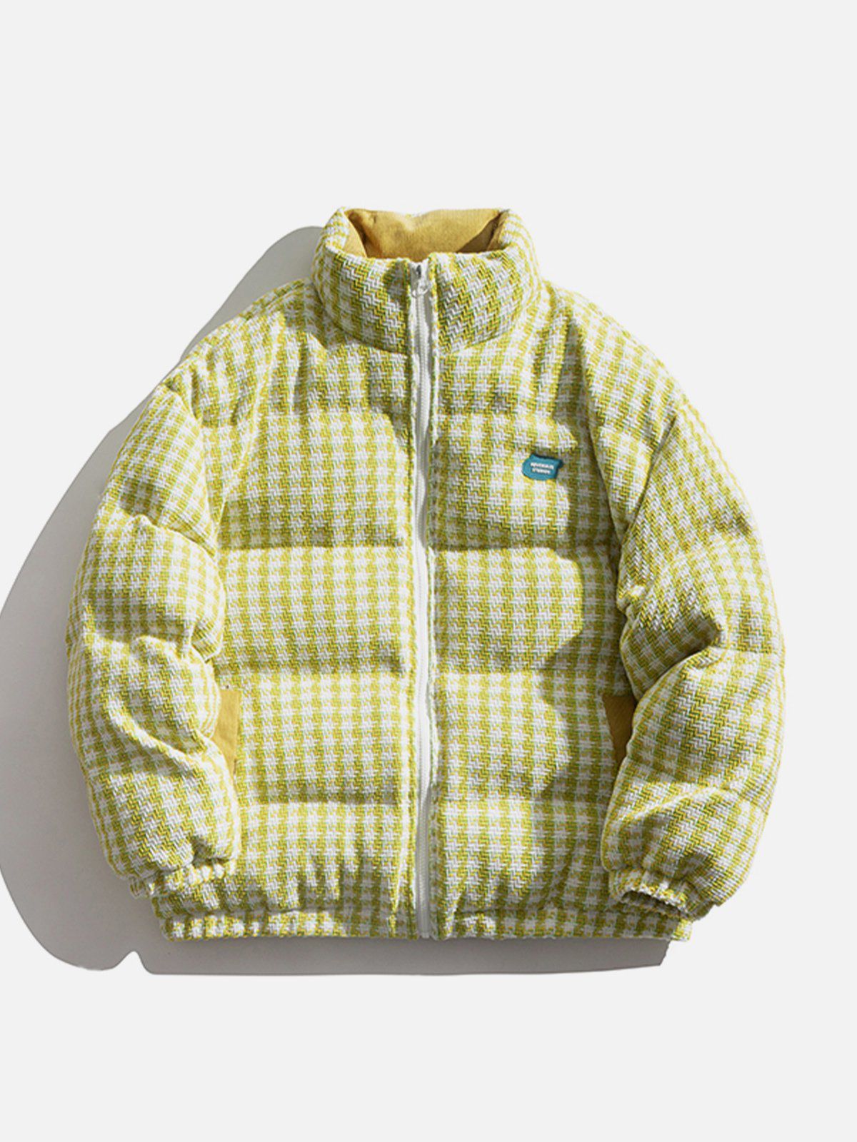 Plaid Labeling Winter Coat