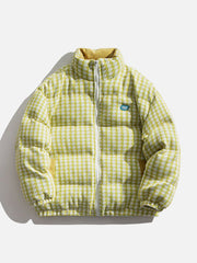 Plaid Labeling Winter Coat