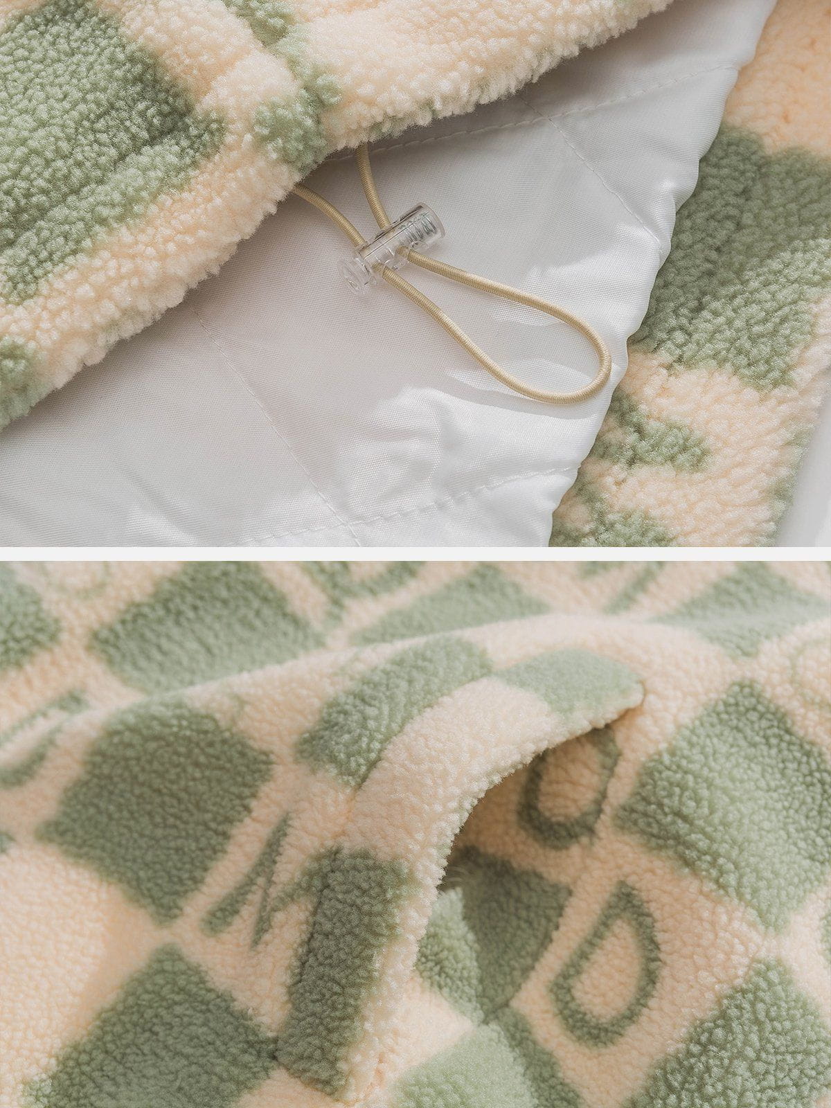 PLAID Letters Sherpa Coat
