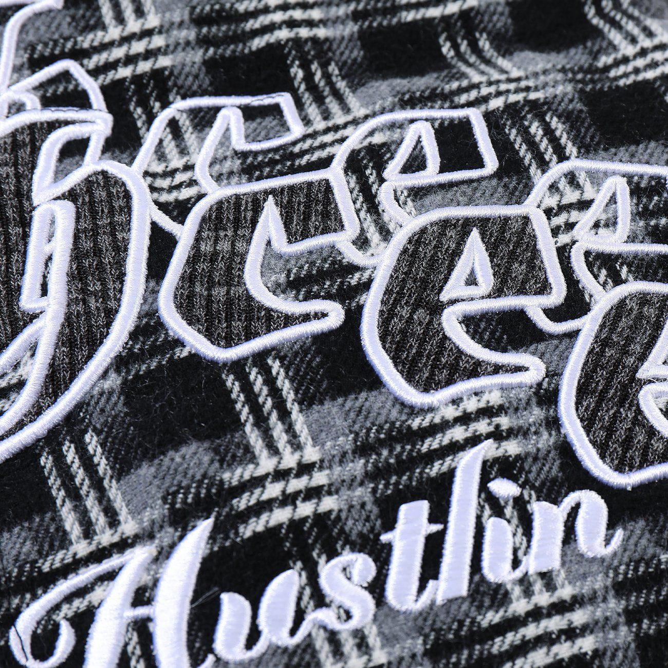Plaid Patchwork Embroidery Hooded Winter Coat