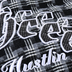 Plaid Patchwork Embroidery Hooded Winter Coat