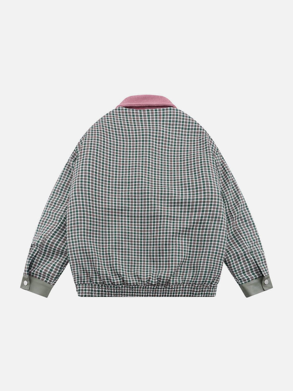 Plaid Polo Stitching Winter Coat