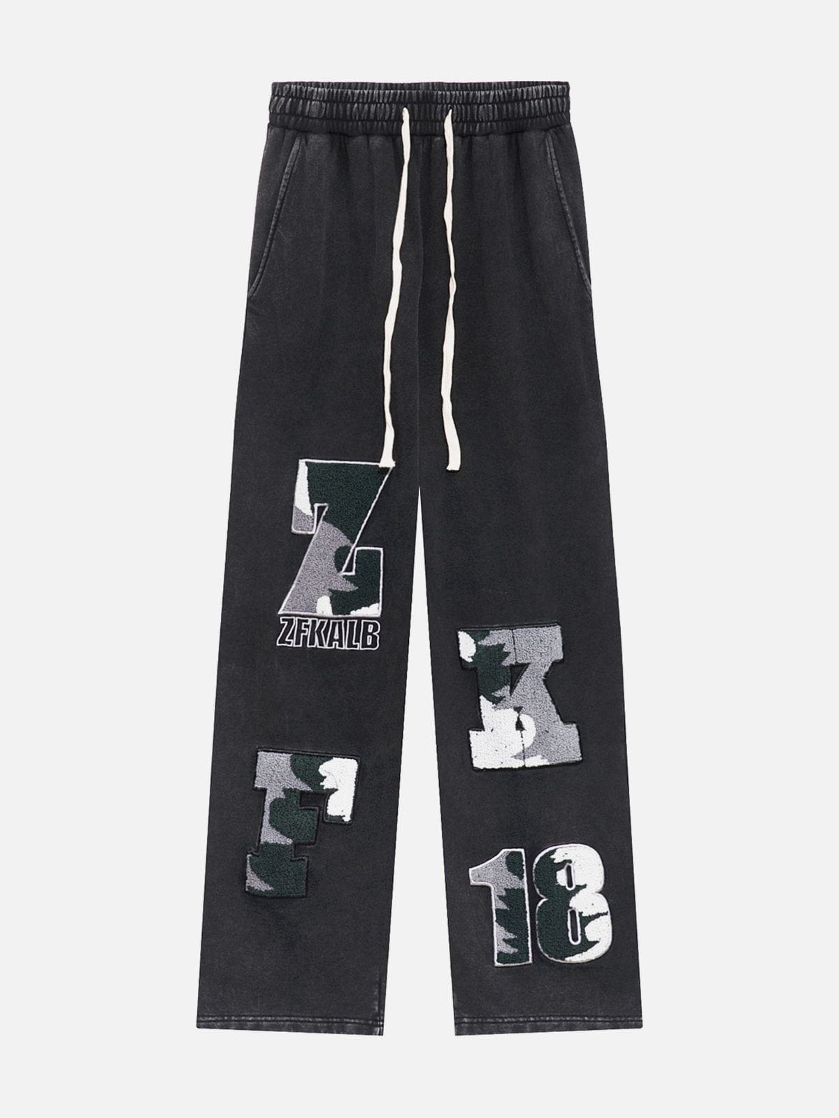 Plush Letter Embroidery Sweatpants