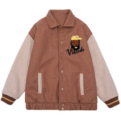 Portrait Pattern Towel Embroidered Winter Coat