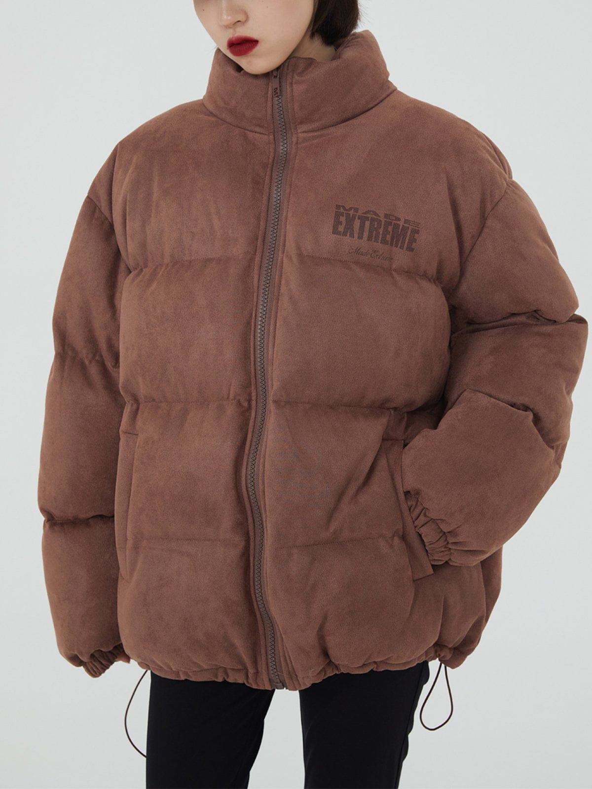 Bedruckter Wintermantel aus Wildleder