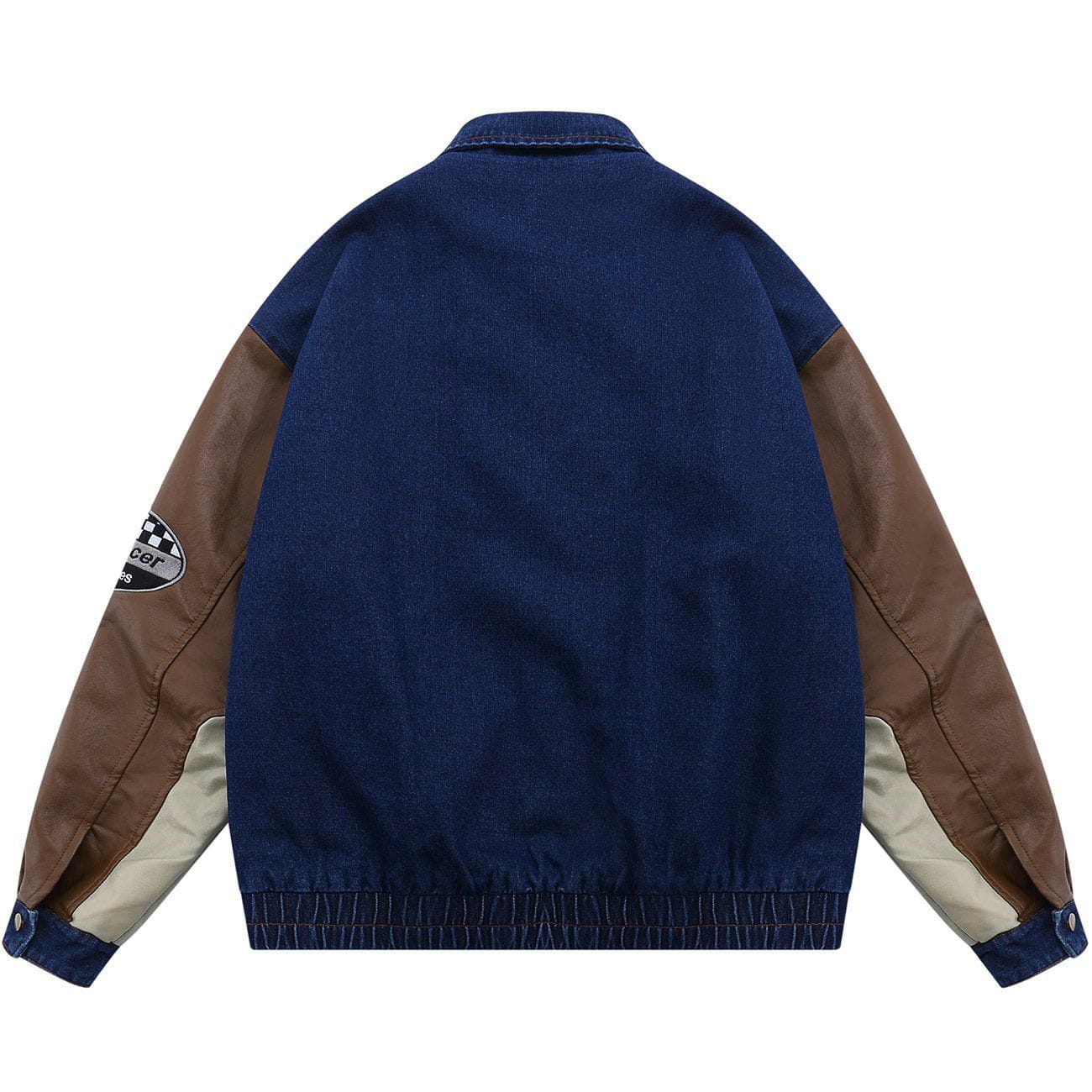 Printed Denim Patchwork Winter Coat
