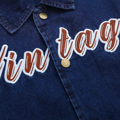 Printed Denim Patchwork Winter Coat