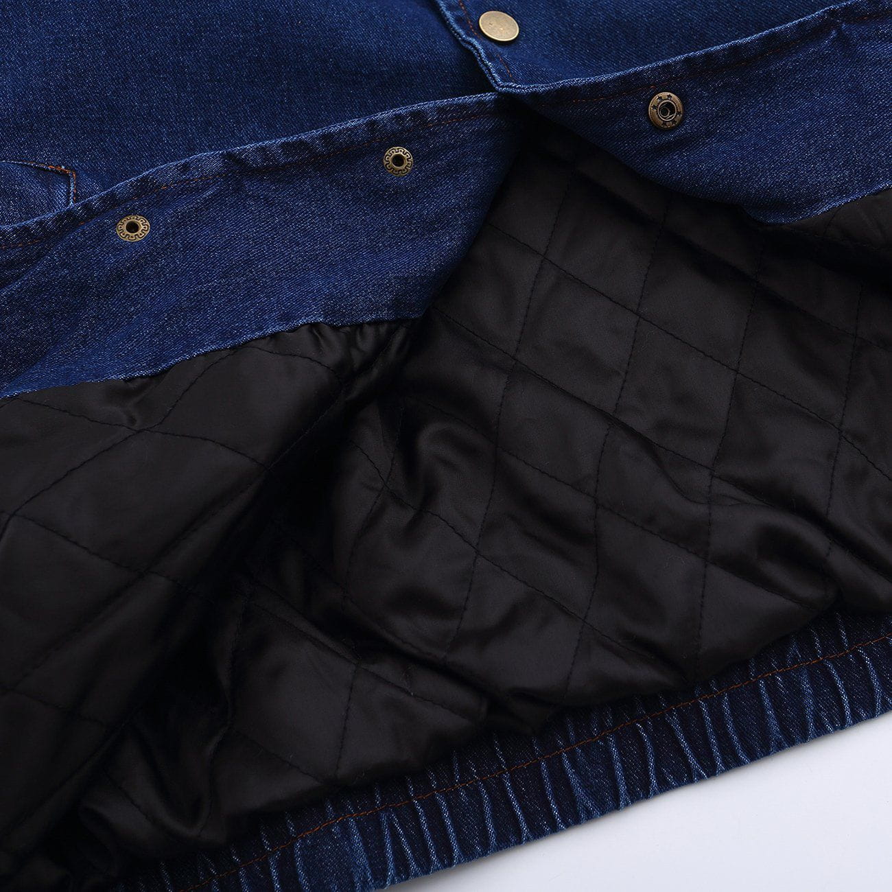 Printed Denim Patchwork Winter Coat