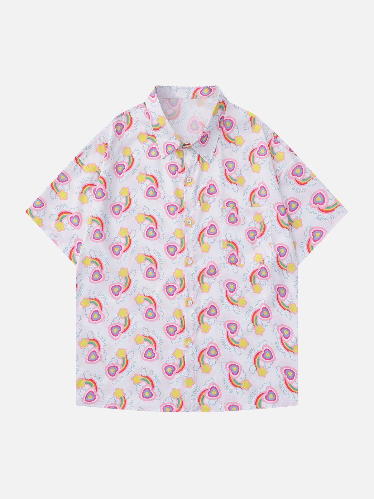 Rainbow Love Print Short Sleeve Shirts