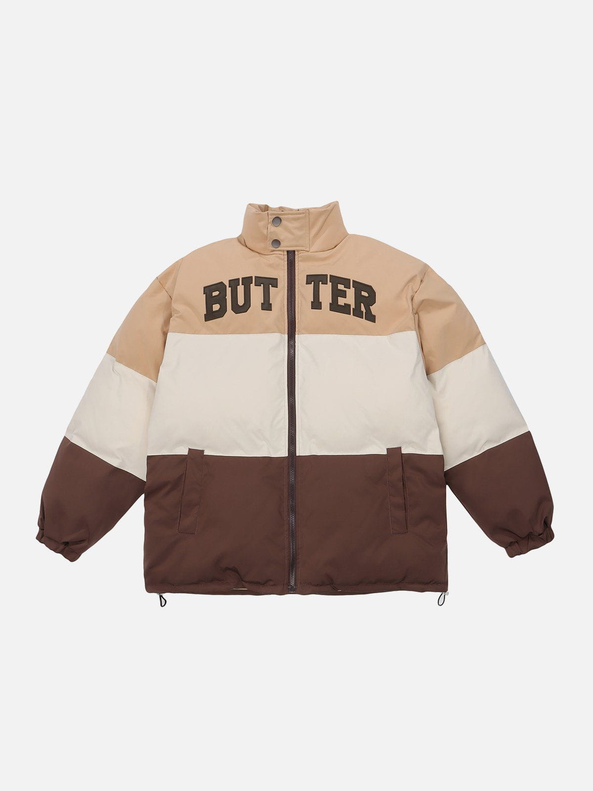 Wintermantel mit Stehkragen und Retro-Farbblockdesign