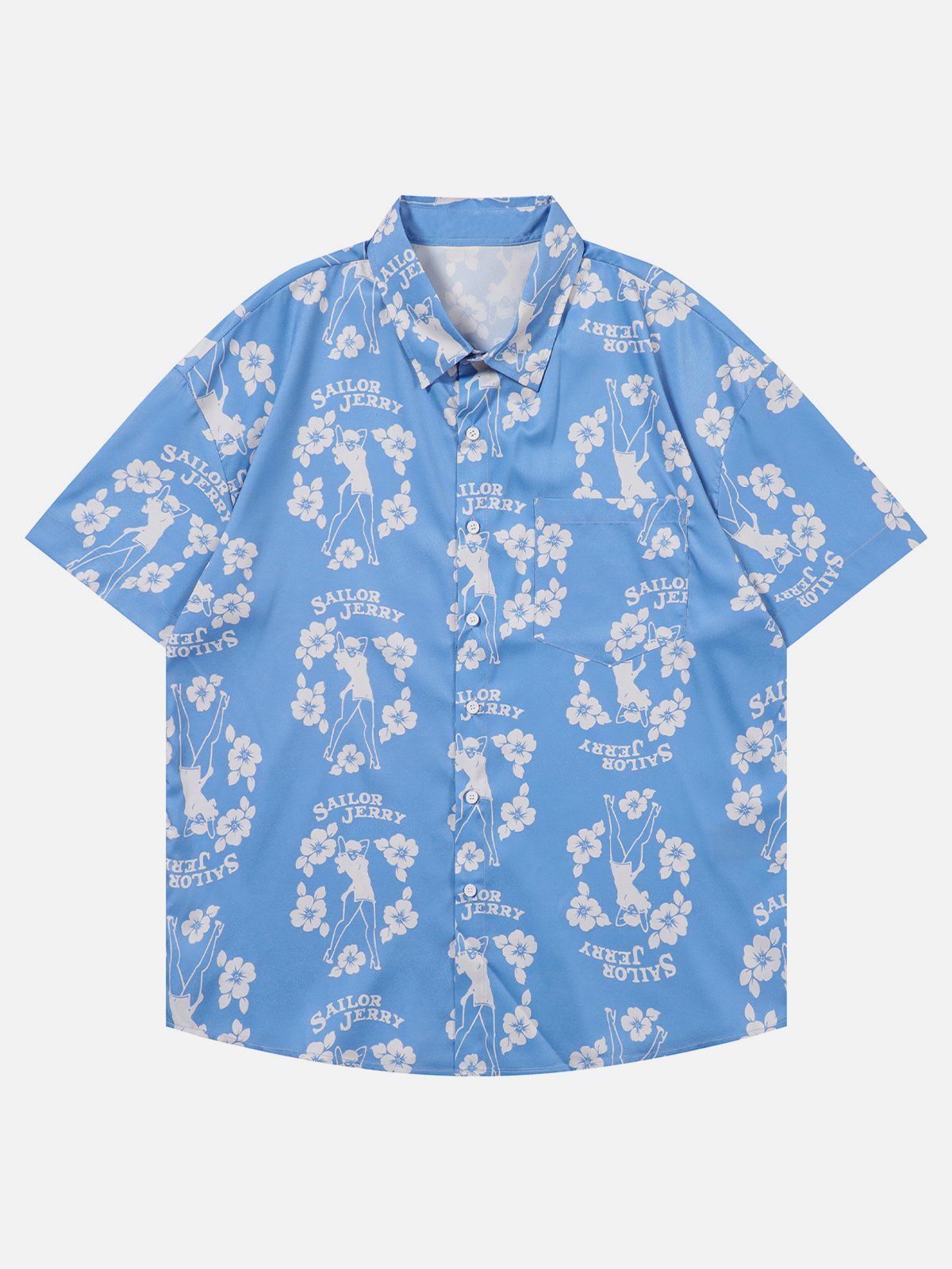 Retro Loose Flower Full Print Short Sleeve Shirt