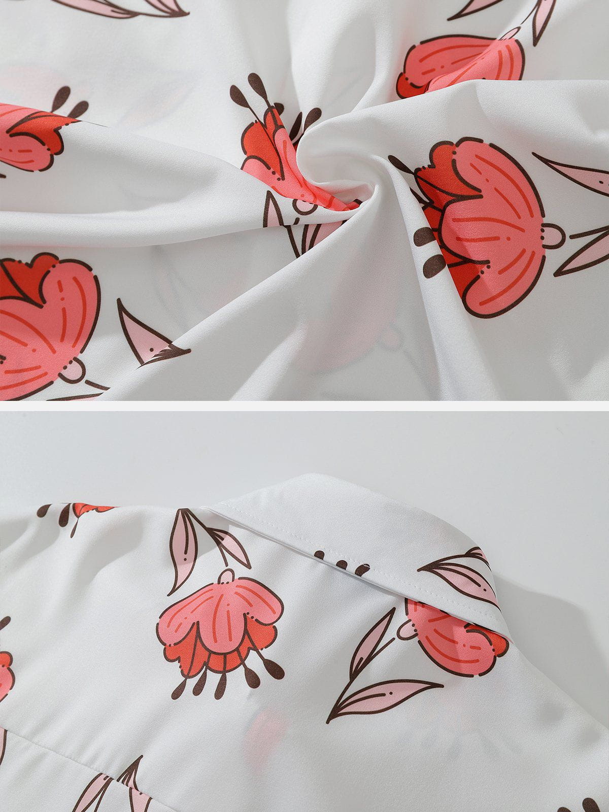 Rose Element Print Short Sleeve Shirts