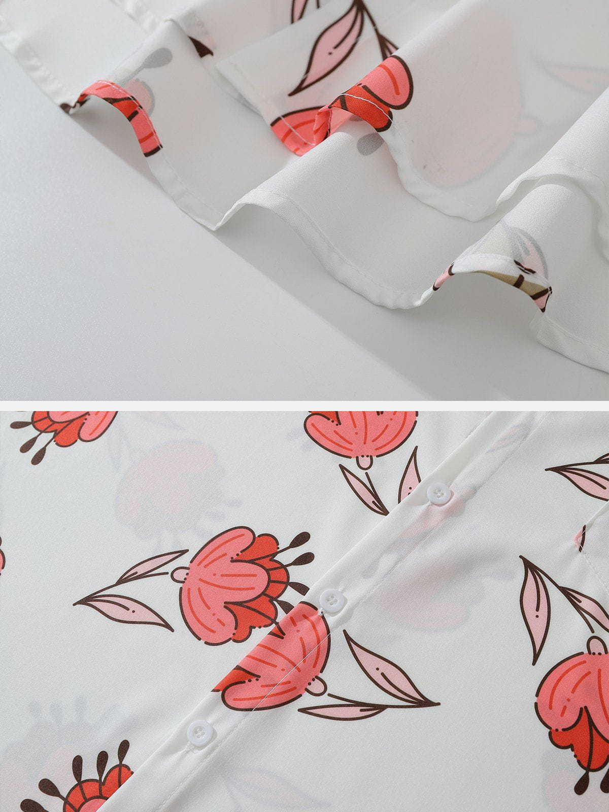 Rose Element Print Short Sleeve Shirts