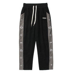 Side Cartoon Print Stitching Sweatpants