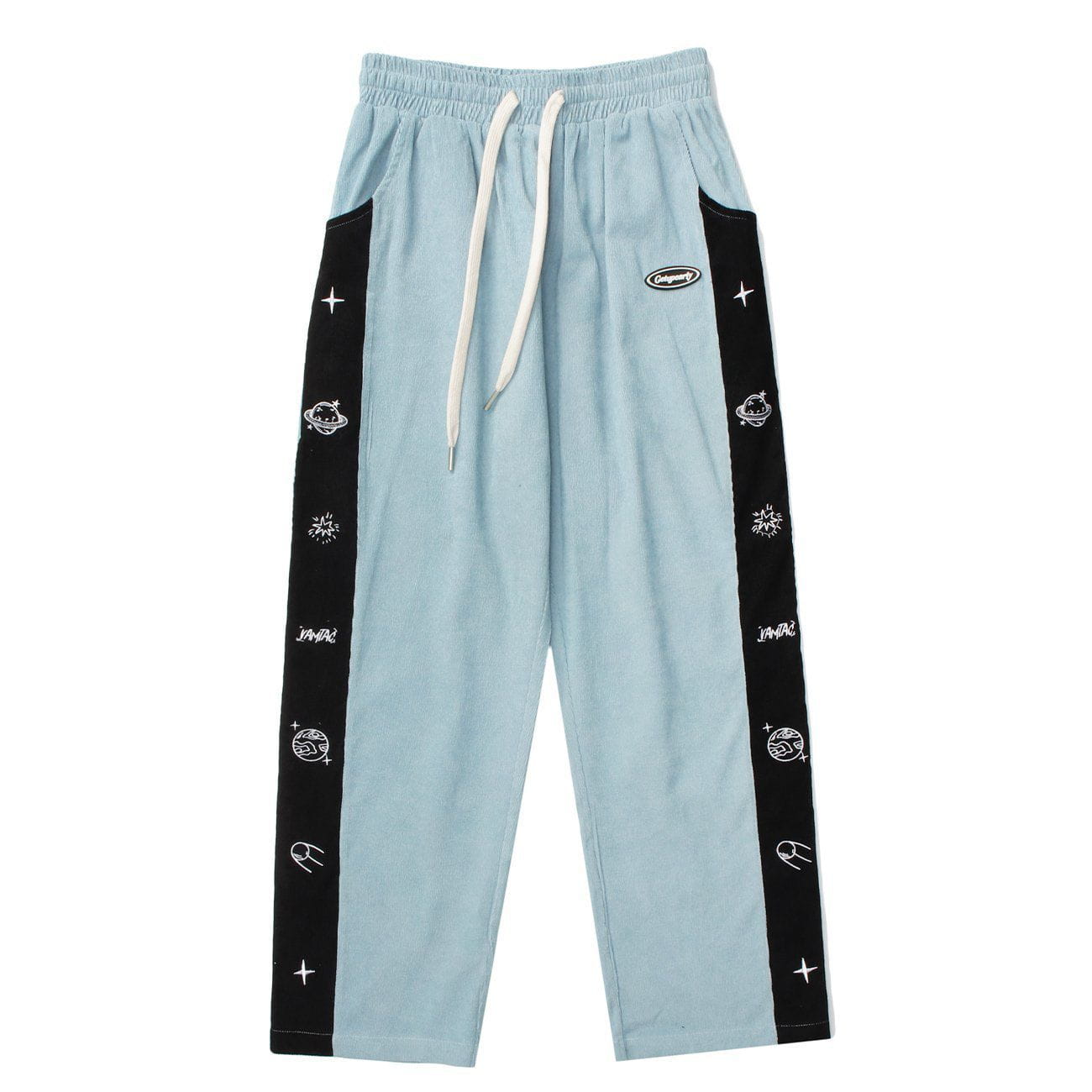 Side Cartoon Print Stitching Sweatpants