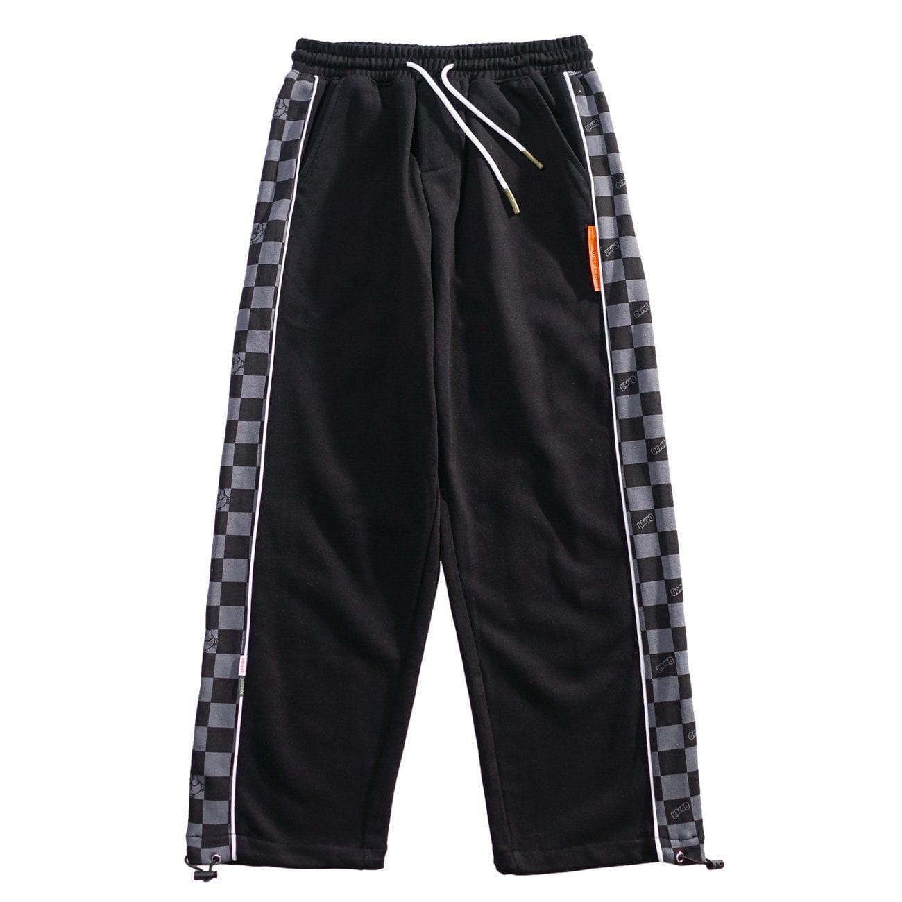 Side Plaid Printed Drawstring Sweatpants