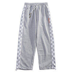 Side Plaid Printed Drawstring Sweatpants