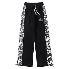 Side Zebra Pattern Paneled Sweatpants