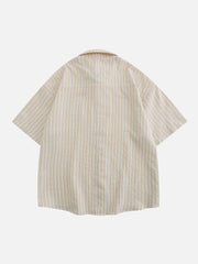 Small Flower Pendant Stripes Short Sleeve Shirt